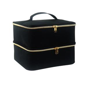 Nail Polish Carrying Case, Double-Layer Nail Polish Storage Bag- Fits Nail Dryer Lamp and 30 Bottles(15ml/0.5 fl.oz), Nail Polish Organizer bag with Adjustable Dividers for Manicure Set (Black)