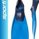 Sporti Adult-Kids Long Swim Fins, Floating Fin for Swimming & Snorkeling, Swim Flippers for Training - BlueNavy - M 8-9 / W 9-10