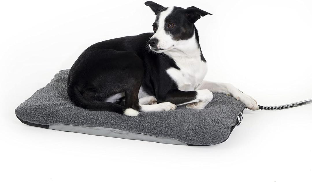 K&H Pet Products Lectro-Soft Orthopedic Outdoor Heated Dog and Cat Bed for Medium Dogs or Big Cats, Soft/Flexible Safety Listed Warming Pad, Waterproof, Washable Cover - Medium 24 X 19in Gray 40W
