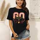 Football Shirts for Women Game Day Tshirt Vintage Leopard Soccer Splatter Graphic Tee Team Fan Gifts Tops (Small, Black)