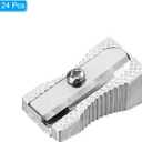 PATIKIL Metal Pencil Sharpeners, 24 Pack Aluminum Alloy Mini Manual Pencil Sharpener with Single Hole for Office Classroom Art Painting, Silver