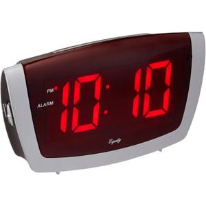 Equity 75906 LED Alarm Clock with High/Low Dimmer, 1.8", Red