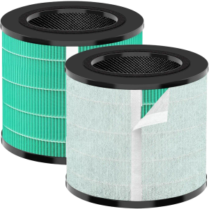 2 Pack 08W 09W Air Filter Replacement Compatible with 08W 09W Air Purifier, 4-in-1 High-Efficiency HEPA Air Filter- Pet Dander Version,Green