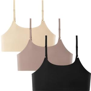 3PCS Cami Bras Unpadded Seamless Bralette Smooth Everyday Basic Sleeping Bra Sports Bra for Women Girls (XXL)