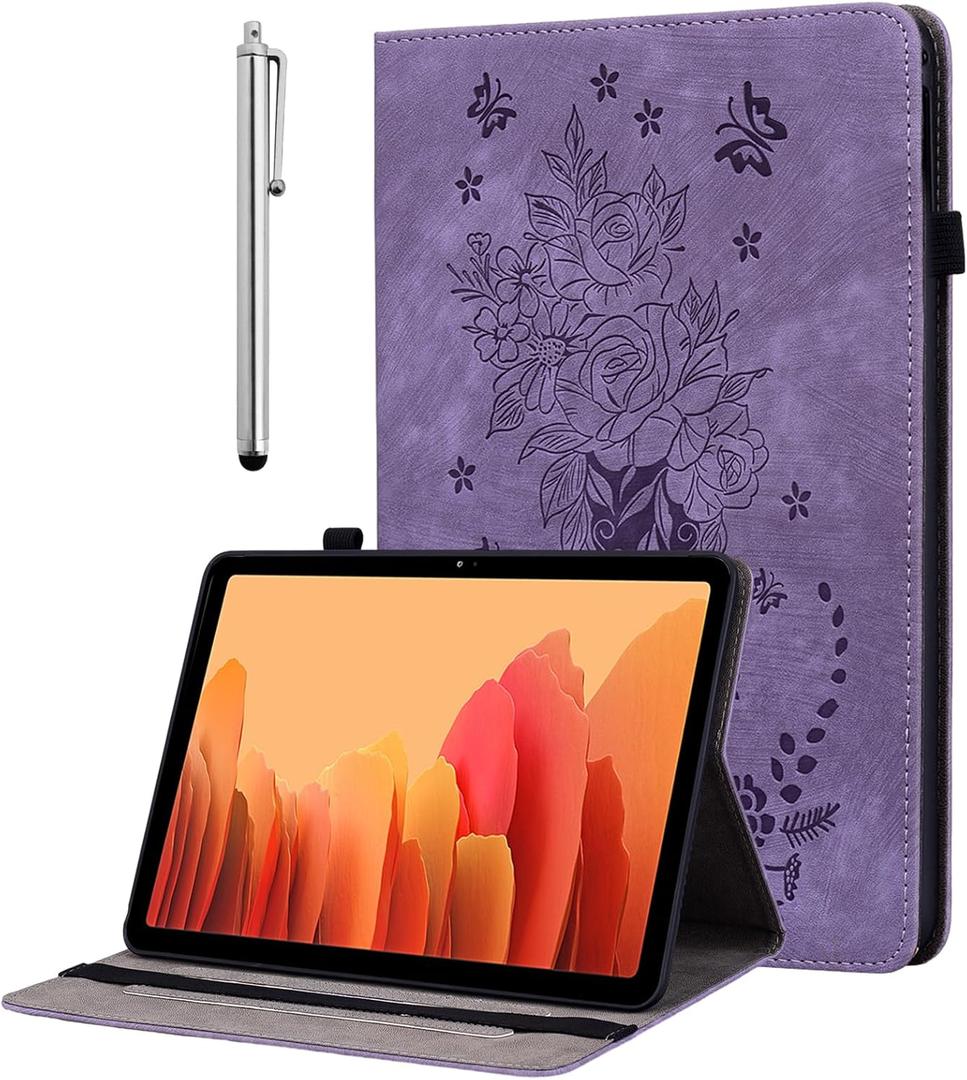 Case for Samsung Galaxy Tab S10 Lite/S10 FE/ S9 FE 5G 10.9 Inch/Tab S9 11 Inch, Multi-Angle Flip PU Leather Protective Cover with Stylus Holder, Purple