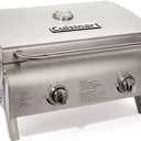 Cuisinart Chef's Style Tabletop Portable Propane Grill, 20,000 BTU Stainless Steel 2-Burner Outdoor Gas Grill for Camping, Tailgates, BBQ, Hassle-Free Setup, Twist-Start Ignition, CGG-306