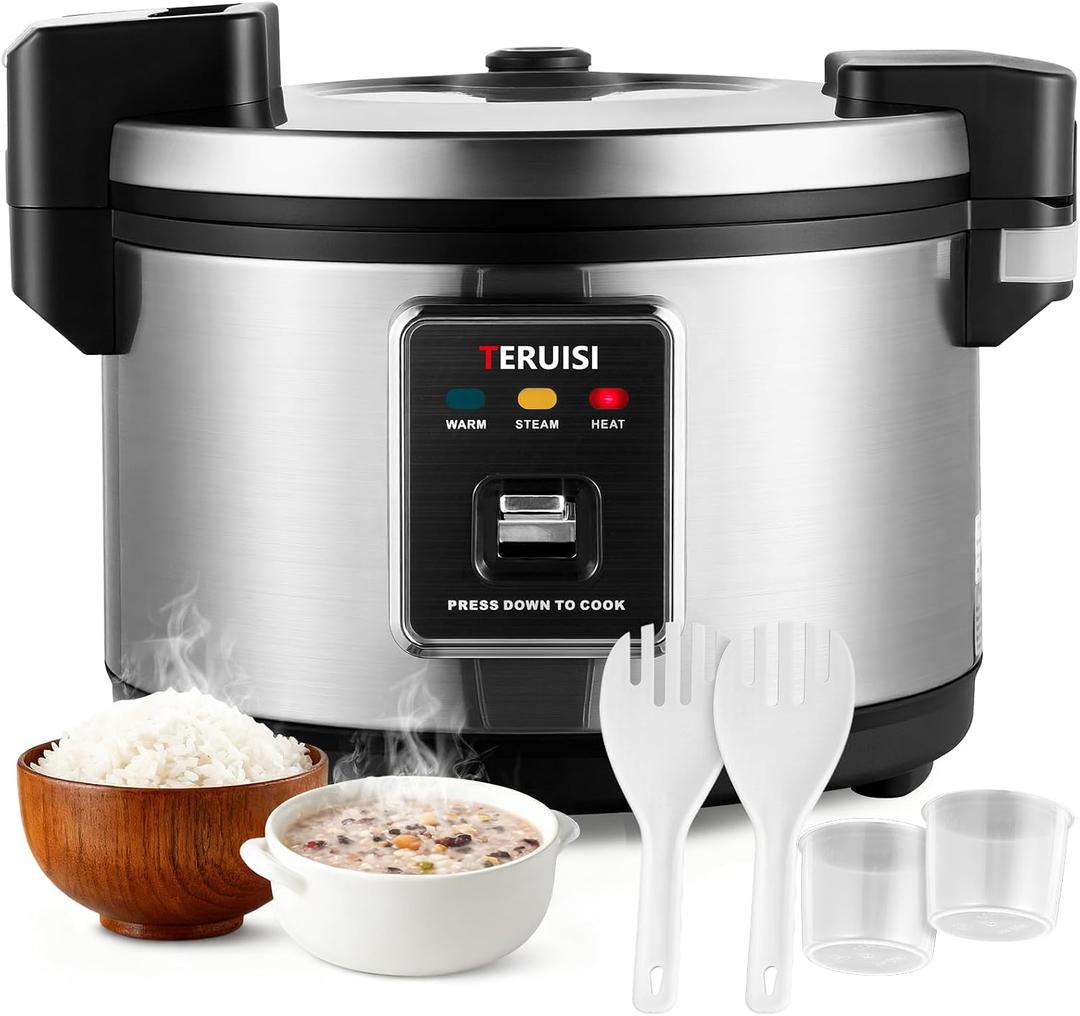 Commercial Rice Cooker, 10L/10.6QT Large Rice Cooker & Rice Warmer 50 CUPS Cooked Rice, Fast Cooking Electric Cooker with Auto Keep Warm, Non-stick Inner Pot for 10-20 People Use,120V