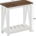 ChooChoo Farmhouse End Table, Narrow Side Table, Slim End Table with Storage Shelf for Small Spaces, Rustic Nightstand, for Living Room, Bedroom White, 1 Pack