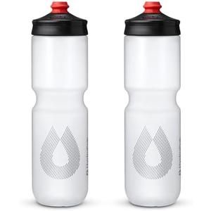HydraPak | Polar Bottle - Breakaway Surge Lightweight Bike Water Bottle 2-Pack - High Flow, Cycling & Sports Squeeze Bottle (Clear, 880ml / 30oz)