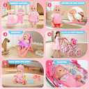 Baby Doll Stroller Toy Set with 12.5'' Doll and Accessories- 2 Doll Clothes, Diaper, Dining Chair, Pacifier, Storage Bag, Baby Doll Stroller Toys for Girls Toddlers 3-5 4-6 5-7 Gifts for Pretend Play