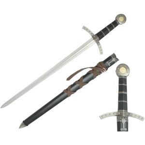 Prince Sword with Sheath,Crusader Knight Templar Short Sword - Historical Reproduction, Cast Metal Handle (Black and Gold)