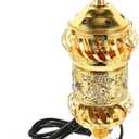 RCFINE Electric Incense Burner Bakhoor Metal Incense Burner Middle Eastern Style Arabic Incense Burner for Aromatherapy Yoga Spa Home Tabletop Decoration (Gold)