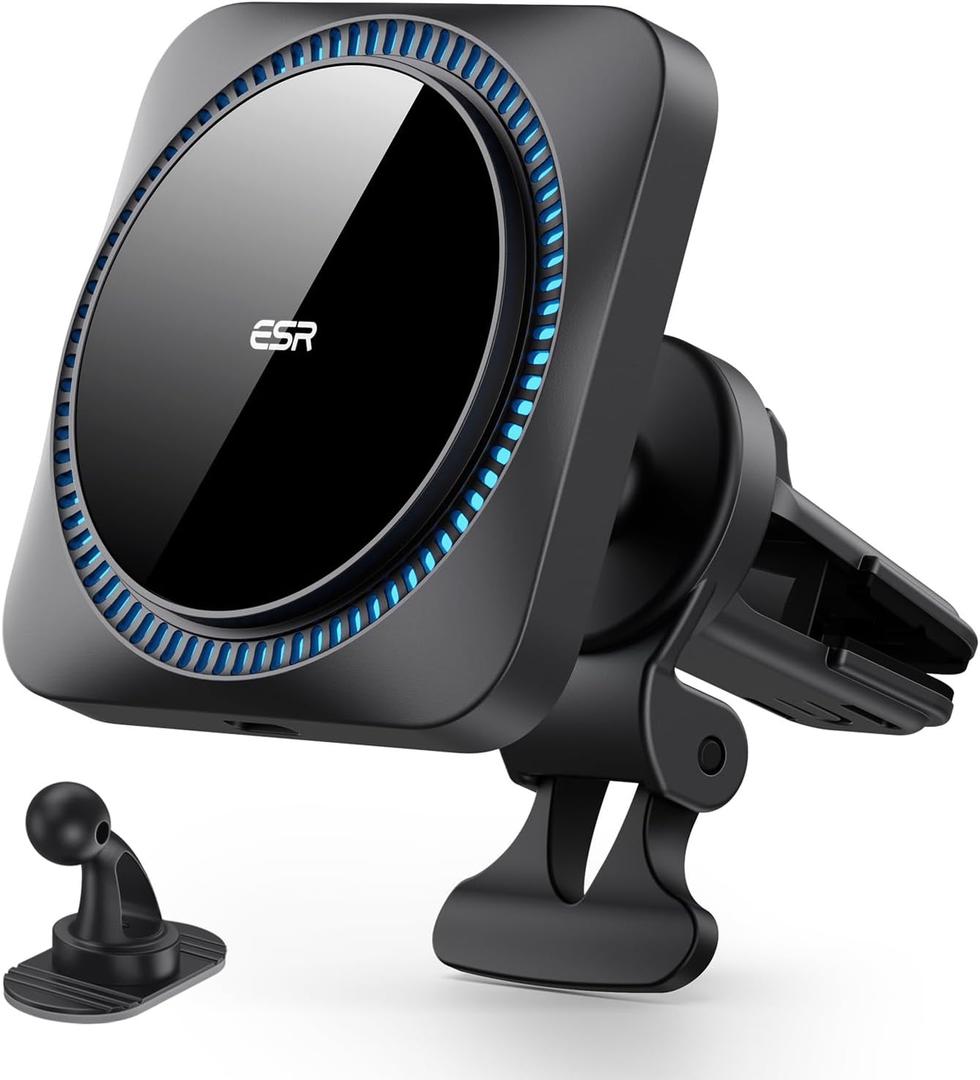 ESR for MagSafe Car Mount Charger with CryoBoost, Phone Cooling MagSafe Car Charger, Magnetic Wireless Car Charger, Air Vent/Dashboard Car Phone Holder for iPhone 16/15/14/13/12, S25, Fast Charging
