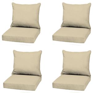 Arden Outdoor Deep Seat Cushion Set (4-Pack), 22 in x 24 in, Weather-Proof, Rain-Proof, Fade Resistant Patio Cushion for Chair, Sofa, and Couch Tan Leala