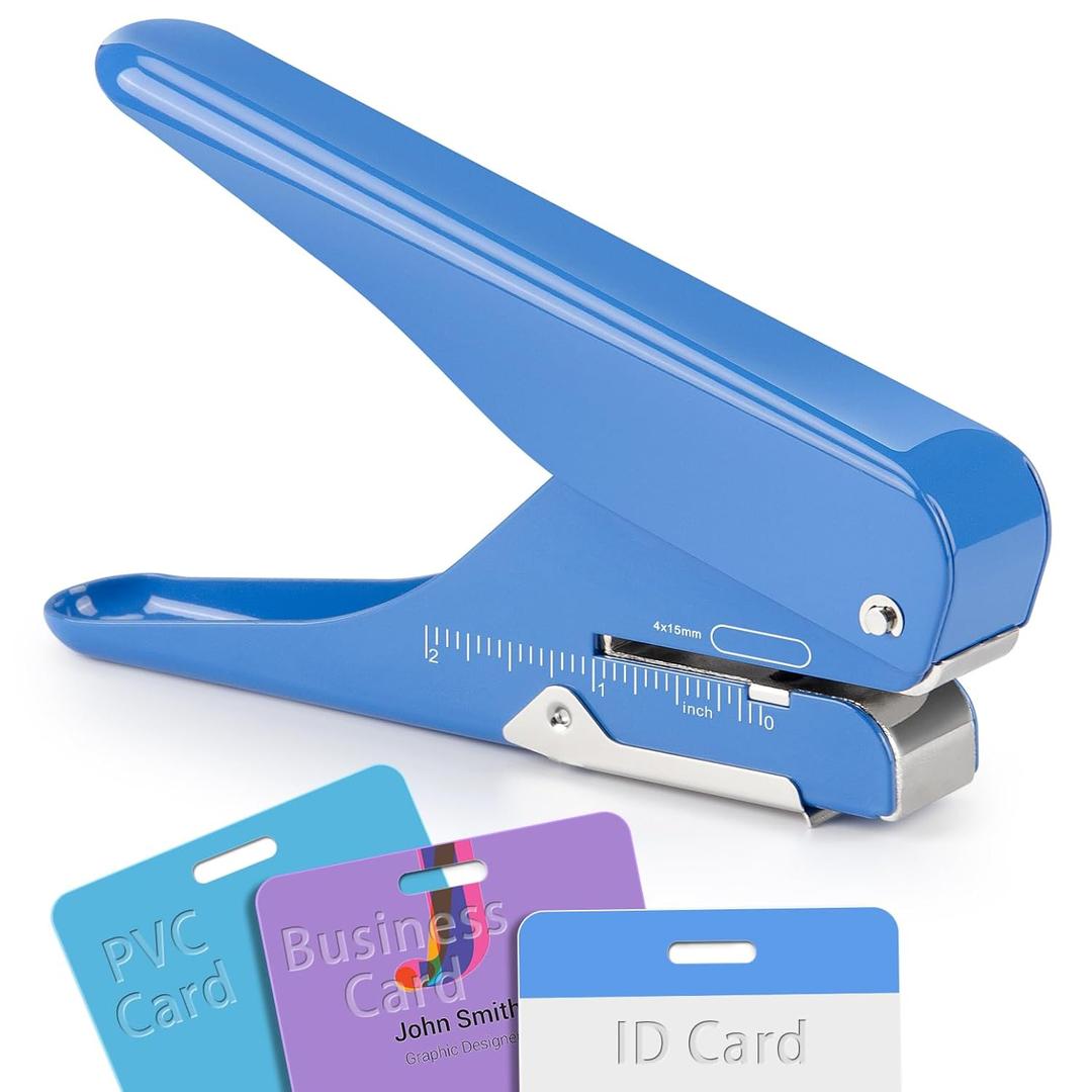 Imlike Handheld Badge Slot Hole Punch: Slot Puncher for PVC ID Card, Business Card, Name Tag and Luggage Tag, 19/32" x 5/32" Hole, All Metal Construction
