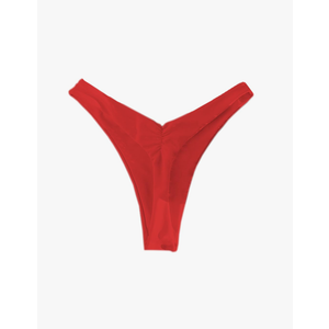 Women's Ruched Back Bikini Bottoms High Cut Bathing Suit Bottoms Cheeky Thong Swimsuit Bottom, Size S