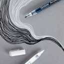 Grabie Black & White Extra Fine Tip Acrylic Paint Marker Set, 6 Pack, 0.7mm Acrylic Paint Pens for Highlights and Fine Details on Drawings, Rock Painting Glass Canvas Wood, White Highlight Markers