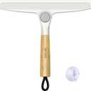 MR.SIGA All Purpose Silicone Squeegee for Shower Door, Mirror, Glass, Streak Free Shower Squeegee, Pivoting Bamboo Handle, Includes 1 Suction Hook, 10 inch Wide, 1 Pack (White)