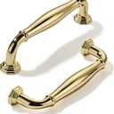 Khtumeware 10 Pack 3 Inch(76mm) Polished Brass Cabinet Pulls Unlacquered Gold Cabinet Handle Heavy Duty Solid Cabinet Hardware for Cupboard Drawer Pulls Dresser Handle