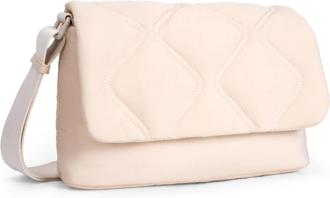 Lightweight Crossbody Bags for Women Daily/Travel, Quilted Puffy Purse with Adjustable Strap, Shoulder Handbags