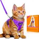 Halypet Cat Harness and Leash Set [MAX Safety 4th-Gen Upgrade] Escape Proof Adjustable Cat Leash Comfortable Soft Vest Easy to Wear Kitten Harness with Reflective Strip for Cats Walking, S Purple (Small (7-12lb))