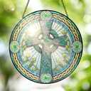 FLAGWIX Christmas Irish Gifts for Women Men - 100% Stained Glass Hanging Suncatcher 8 in - Birthday Christmas Irish Decorations for Family Friends, Celtic Cross Home Decor, St Patricks Day Decorations