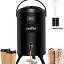 Insulated Beverage Dispenser 2.2 Gal - Hot Drink Dispenser 304 Stainless Steel w/Real-time Thermometer Iced Beverage Dispenser Water Milk Tea Coffee for Parties Catering Commercial w/Labels, Black