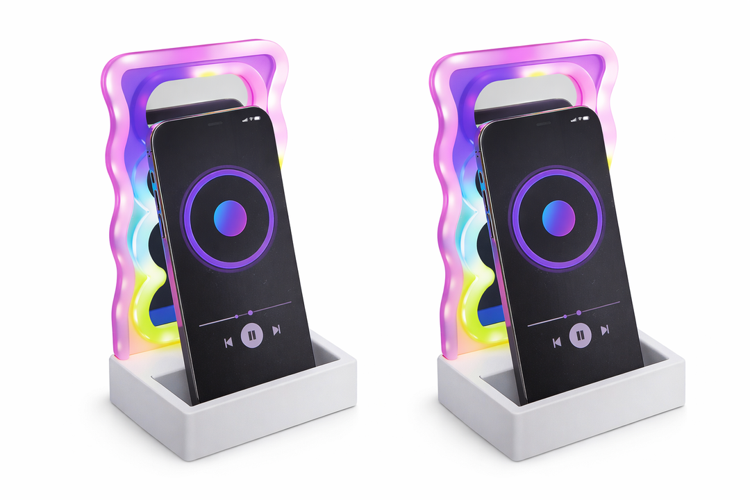 2 PCs Phone Holder Wavy Led Light & Mirror