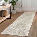 Vintage Washable Runner Rug 2x6, Beige Runners for hallways, Super Soft Neutral Kitchen Runner Rug Non Slip, Print Faux Wool Floral Thin Carpet Runner for Entryway Indoor Laundry Room Bedroom