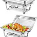 2 Pack Chafing Dishes for Buffet, 8QT Stainless Steel Chafers with Lids, Pans & Fuel Holders, Buffet Warmers Sets for Parties, Events, Banquets, Weddings, Dinners