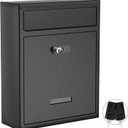 Wall Mount Mailbox (Upgraded Design), 12 Inch Metal Mailbox with Key and Password Combination Lock, Waterproof Wall Mount Mailboxes for Outside, Security Drop Box with Transparent Window…