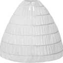 Women Crinoline Petticoat A-line 6 Hoop Skirt Slips Long Underskirt for Wedding Bridal Dress Ball Gown (One Size, White)