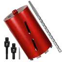 SALI Diamond Core Drill Bits 6" Diameter 10"/254mm Drilling Depth 5/8-11" Thread Core Bit Turbo Laser-Welded Segments for Cured Concrete with Brick Block Masonry with Two AdaptersRed