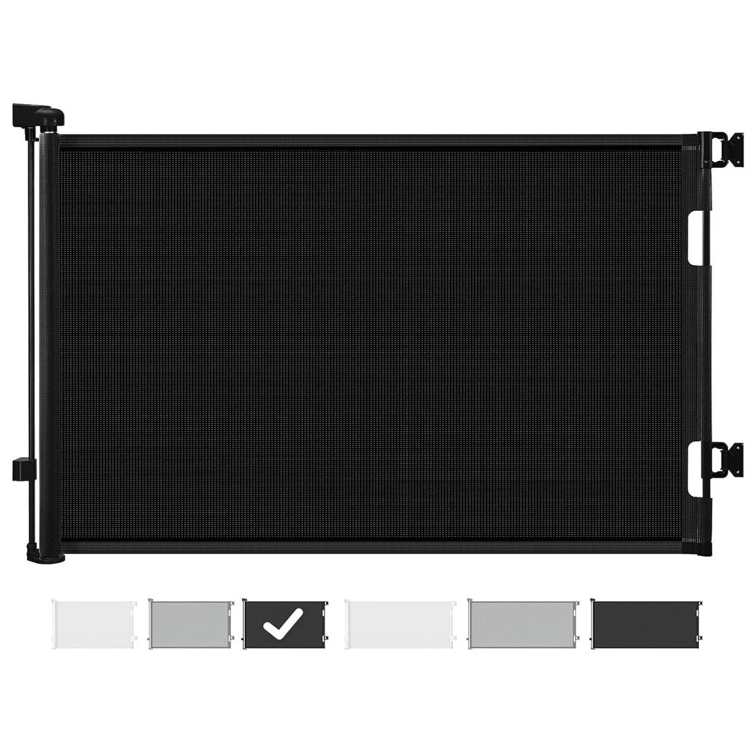 Cumbor Baby Gate Retractable Gates for Stairs, Mesh Dog Gate for The House, Wide Pet Gate 33" Tall, Extends to 55" Wide, Long Child Safety Gates for Doorways, Hallways, Cat Gate Indoor/Outdoor(Black)