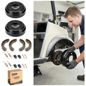 10L0L Golf Cart Brake Hub Drums & Brake Pads/Shoes & Spring Kit fit Club Car DS 1981-1994,DS Brake Repair Set OEM# 1011137,101146302, 101816301, 1011433, 1015757, 101880701