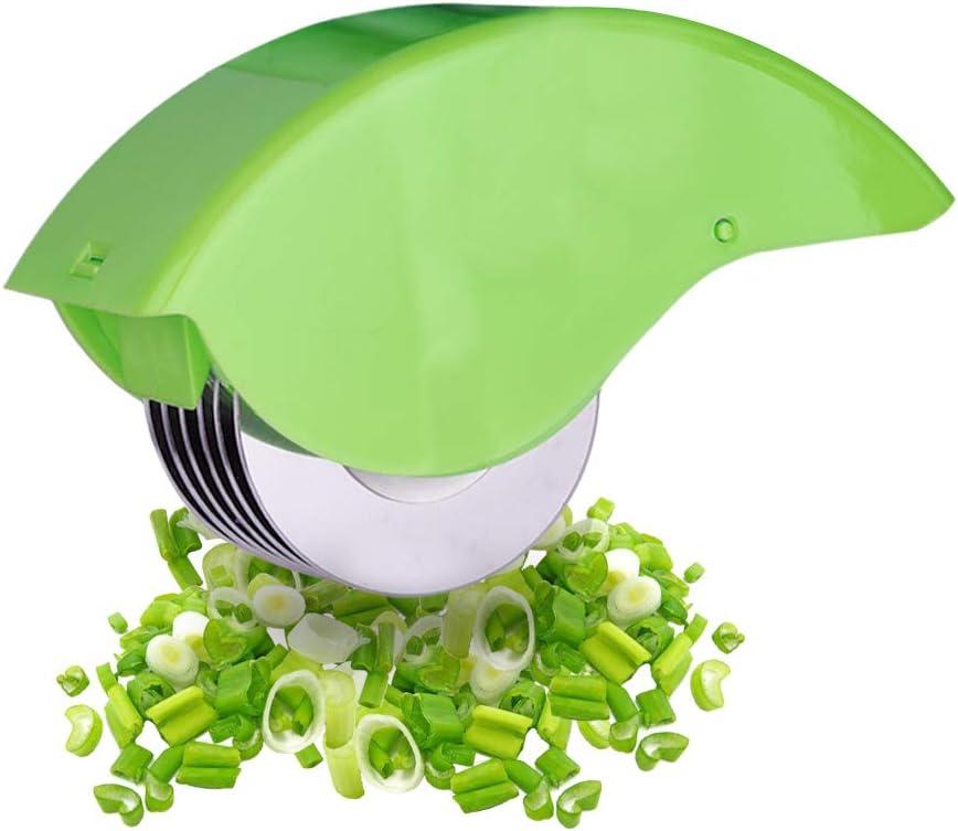 Herb Roller Mincer, AOZBZ Manual Hand Scallion Chive Mint Cutter with 6 Stainless Steel Blade Kitchen vegetable chop