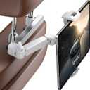Lamicall Car Headrest Tablet Holder - [Extension Arm] Upgrade Adjustable Tablet Car Mount for Back Seat, Road Trip Essentials for Kids, for 4.7-11" Device like iPad Pro, Air, Mini, Galaxy, Fire, White