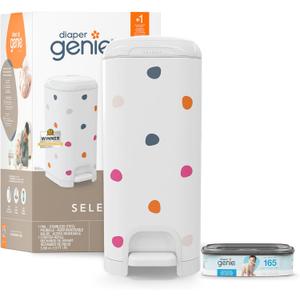 Diaper Genie Select Pail (Multi-Color Polka Dot) is Made of Durable Stainless Steel