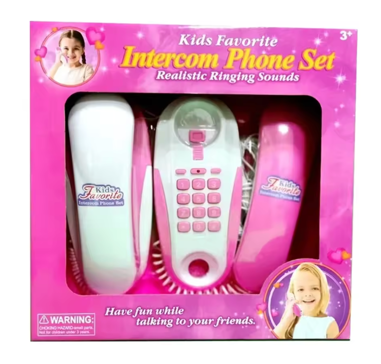 New Children Kids Pretend Play Intercom Phone Set Interactive Toy Telephone Set 2 Telephones Ringing Sound Talk to Each Other