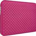 RAINYEAR 16 Inch Laptop Sleeve Diamond Foam Shock Resistant Padded Case Fluffy Lining Zipper Cover Carrying Bag Specially Compatible with New 16" MacBook Pro A2141 A2485 M1 M2 M3 M4 (Deep Pink)