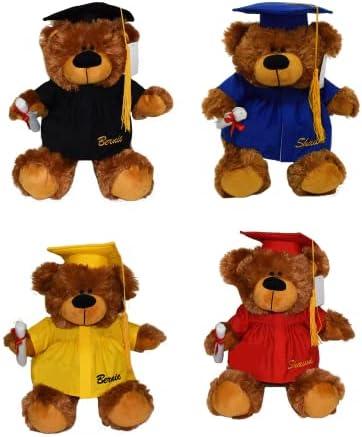 Tri Color Graduation Bear 12" Plush Class of 2025 Gift Graduate High School College University Associate Master Bachelor Degree
