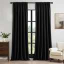 MIULEE 100% Blackout Curtains 108 Inch Long 2 Panels Set for Bedroom, Thick Luxury Faux Linen Black Out Curtain Room Darkening Back Tab Pleat Window Textured Drapes with Hooks for Living Room, Black, Size: 50"W x 108"L