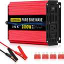 SUNWHEEL 1000W Pure Sine Wave Inverter, 12V DC to 110V/120V AC Power Inverter for RVOff GridTruckRefrigerator with 2 AC outlets and LCD Display