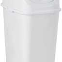 Superio Kitchen Trash Can with Swing Top Lid 9 Gallon Slim Waste Bin 37 Qt Sturdy Plastic Garbage Can Medium Recycling Bin for Office, Bathroom, Under Counter, Dorm, Bedroom (White)