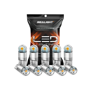 SEALIGHT 194 LED Bulb 2700K Amber, 168 2825 T10 W5W 3030 Bright LED Chips, Dome Light, Map Light, Door Light, Courtesy Light, License Plate Light, Pack of 10
