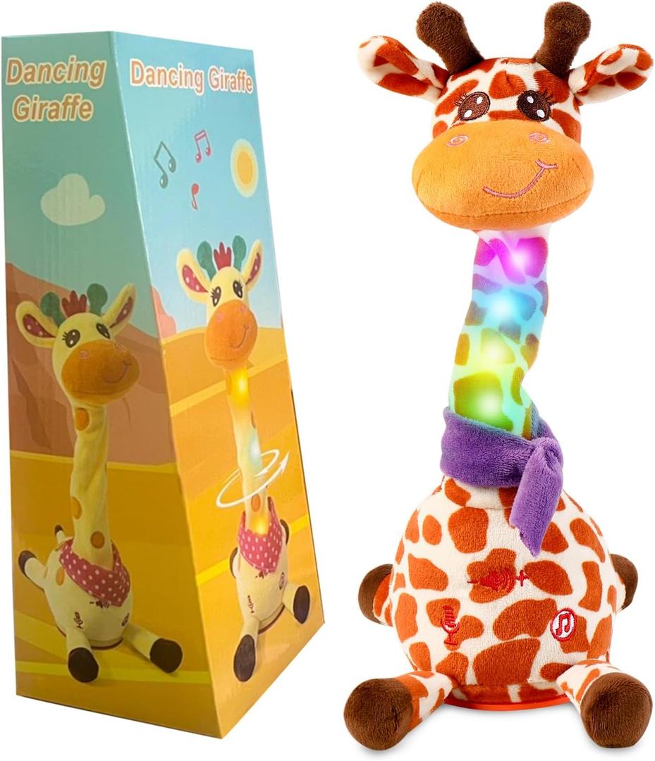 Dancing Talking Giraffe Toy for Baby Toddler, Dancing Giraffe Toy Singing Mimicking Recording Repeating What You Say with LED English Sing for Boys Girls Gift, 15 Second Recorde(Adjustable Volume)