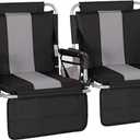 LET'S CAMP 2 Pack Folding Stadium Seats, Portable Bleacher Chairs with Comfortable Cushions, Cup Holder and Mesh Bag, Perfect for Sports Games and Outdoor Activities