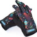 ZippyRooz Toddler & Little Kids Full Long Finger Bike Gloves (Little Kids XL (7-8), Aliens)