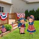 4th of July Decorations Outdoor, Patriotic Boy Girl Metal Yard Signs with Stakes, Independence Day,250th Years America Anniversary Decorative Signs for Garden Lawn Pathway Patio Outside Party Supplies