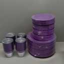 Suclain 600 Pcs Purple Plastic Plate Dinnerware Set for 100 Guests Including Purple Silver Rimmed Plates, Salad Plates, Silverware Set and Purple Rimmed Plastic Cups for Party Wedding Birthday